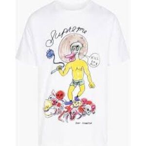 Supreme x Dan Johnston 2020 RIP Rare M Grunge Graphic Ivory T-Shirt Streetwear